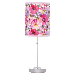 Summer Watercolor Floral Pattern Table Lamp