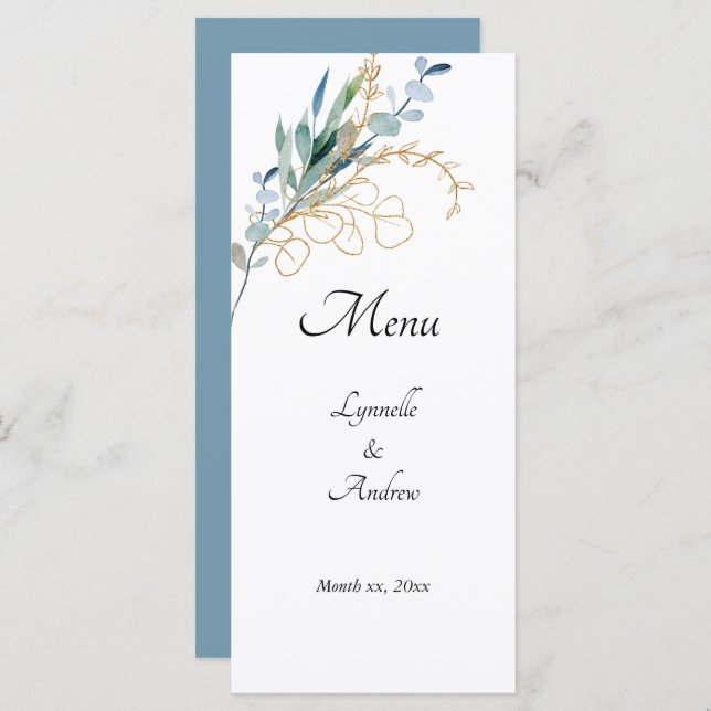 Summer Watercolor Floral Wedding Menu (Front/Back)