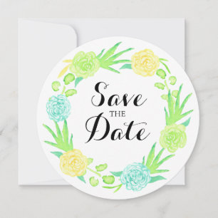 Summer Watercolor Floral Wreath Save the Date