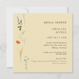 Summer Watercolor Floral Yellow Bridal Shower Invitation