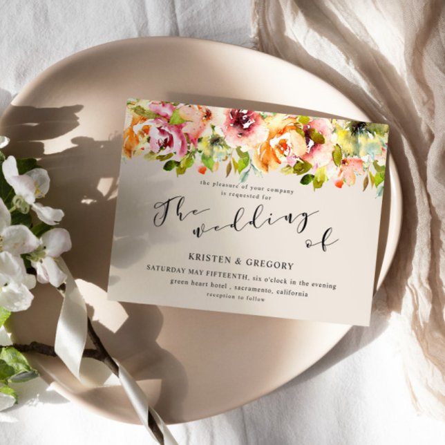 Summer Watercolor Garden Floral Wedding Invitation (Creator Uploaded)