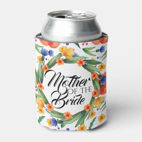 Summer watercolor mother of the bride floral can cooler