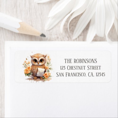 Summer Watercolor Owl _ Return Address Label