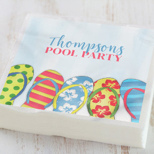 Summer Watercolor Pool Party Custom Napkins