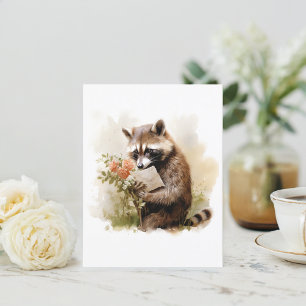 Summer Watercolor Raccoon -  Postcard
