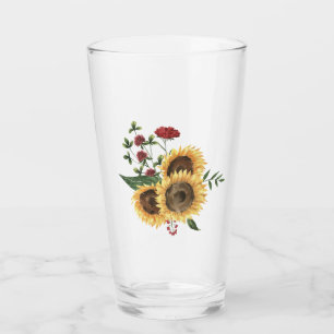 Summer Watercolor Sunflower Floral Glass