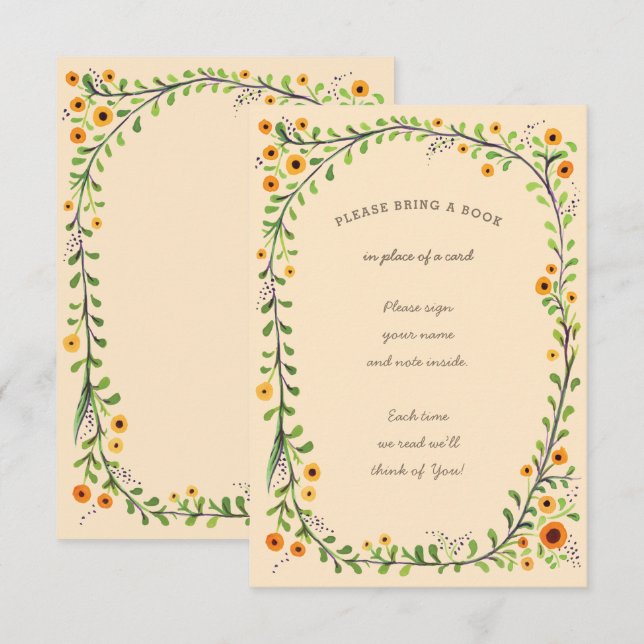 Summer Watercolor Sunflower Vine Baby Book Request Invitation (Front/Back)