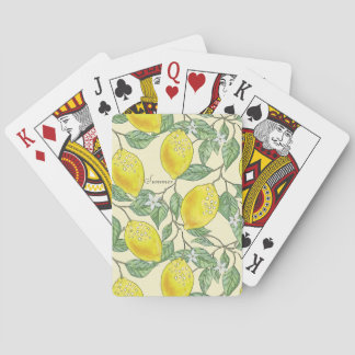 Summer Watercolor Vintage Tuscany Lemons Pattern Poker Cards