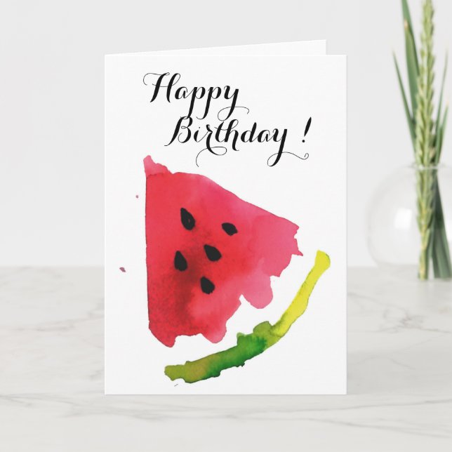 Summer Watercolor Watermelon Card (Front)