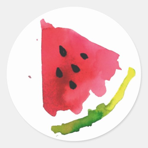Summer Watercolor Watermelon Classic Round Sticker