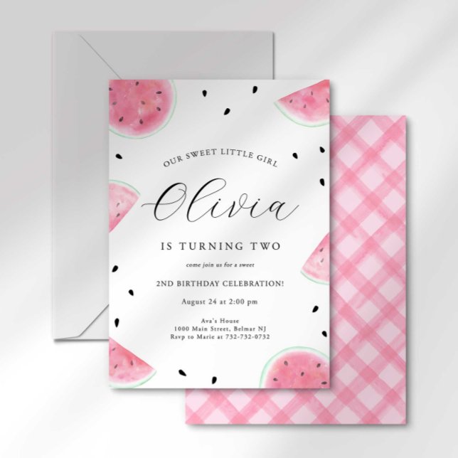 Summer Watercolor Watermelon Fruit Birthday Invitation (Creator Uploaded)