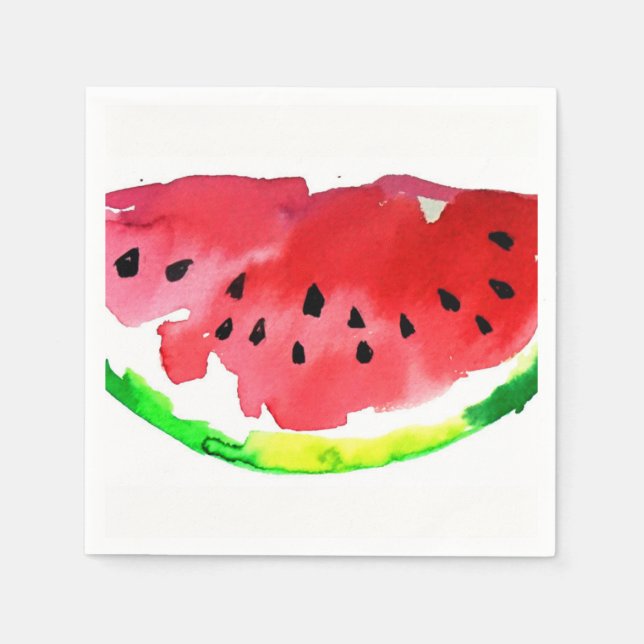 Summer Watercolor Watermelon Napkins (Front)