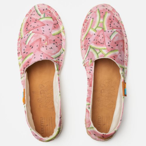 Summer Watercolor Watermelon Pattern Espadrilles