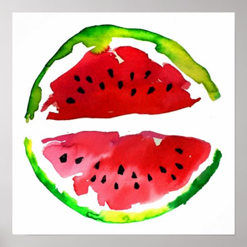 Summer Watercolor Watermelon Poster