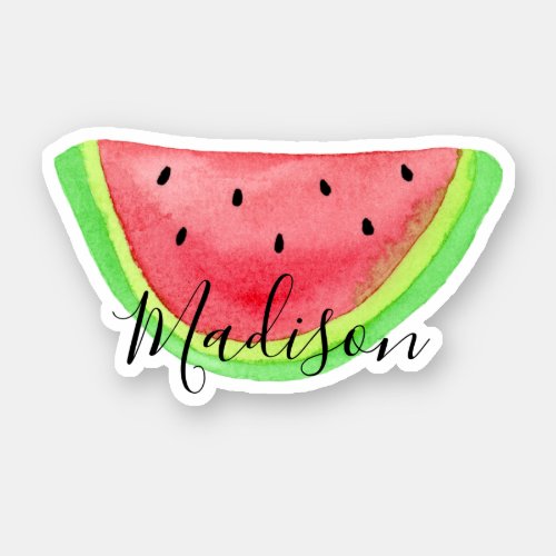 Summer Watercolor Watermelon Slice Name Sticker
