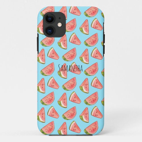 Summer Watercolor Watermelon Slices iPhone 11 Case