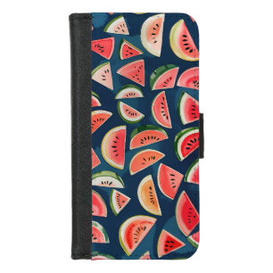 Summer Watercolor Watermelon Slices Patten iPhone 8/7 Wallet Case