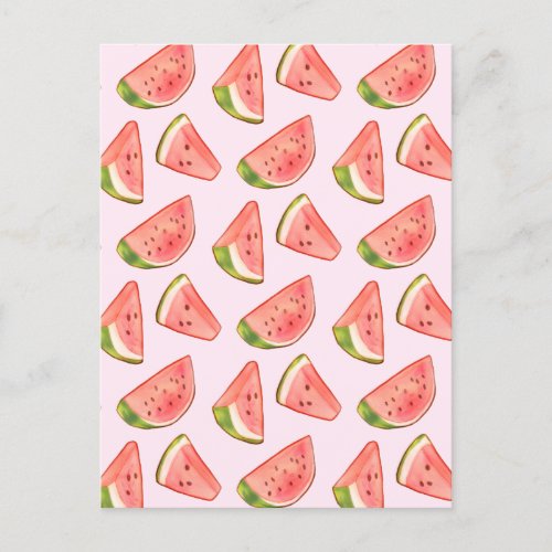 Summer Watercolor Watermelon Slices Postcard