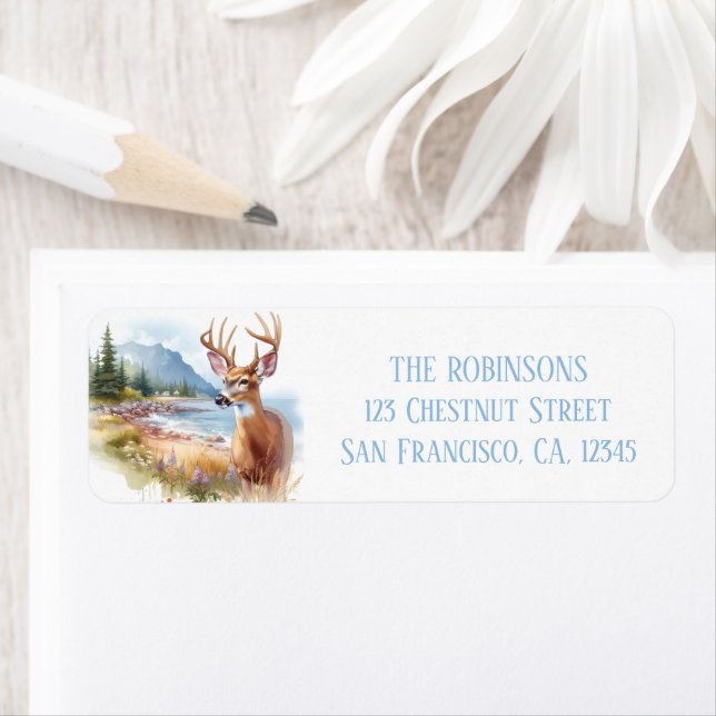 Summer Watercolor white tailed deer Label (Insitu)