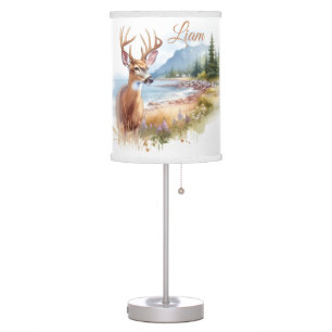 Summer Watercolor white tailed deer Table Lamp