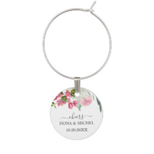 Summer Watercolor Wild Floral Wedding Wine Charm