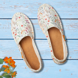 Summer Watercolor Wildflower Floral Pattern Espadrilles