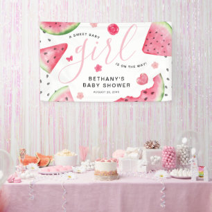 Summer Watermelon 'A Sweet Baby' Girl Baby Shower Banner