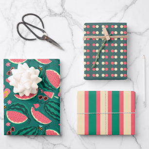 Summer Watermelon and Bees Wrapping Paper Sheets