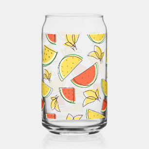 Summer Watermelon and Lemons Can Glass