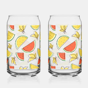 Summer Watermelon and Lemons Can Glass