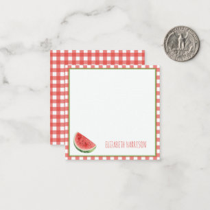 Summer Watermelon and Red Gingham Plaid Note Card
