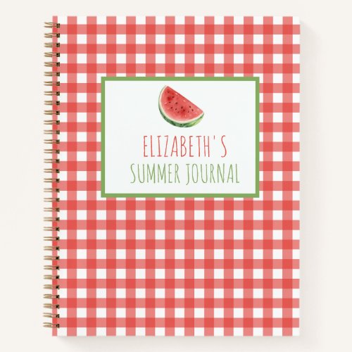 Summer Watermelon and Red Gingham Plaid Notebook