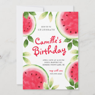 Summer Watermelon Birthday Invitation