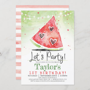 Summer Watermelon Birthday Party Invitation