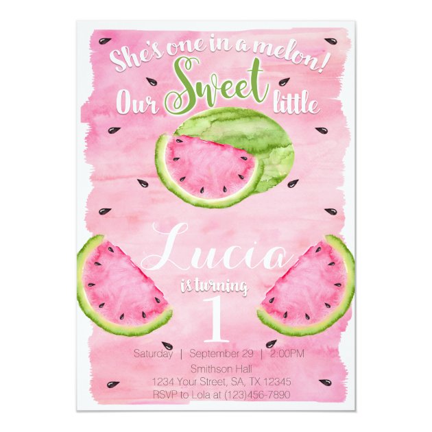 Summer Watermelon Birthday Party Invitation Invite