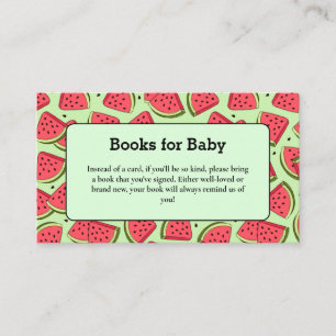 Summer Watermelon Books for Baby Baby Shower  Enclosure Card