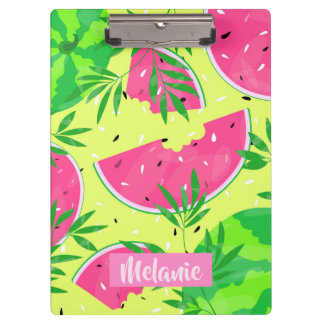 Summer Watermelon Branches Tropical Personalized Clipboard