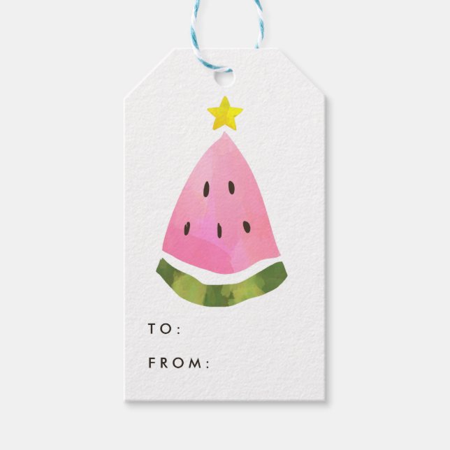 Summer Watermelon Christmas Xmas Tree Gift Tag (Front)