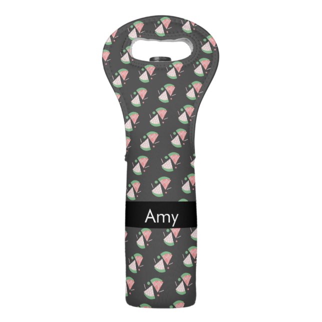 Summer Watermelon Confetti Pattern Name Wine Bag (Front)