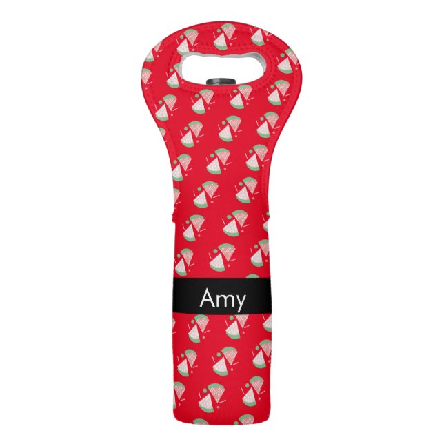 Summer Watermelon Confetti Pattern Name Wine Bag (Front)