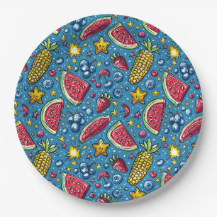 Summer Watermelon Corn and Fruit Paper Plates