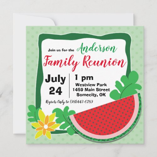 Summer Watermelon Family Reunion Invitations
