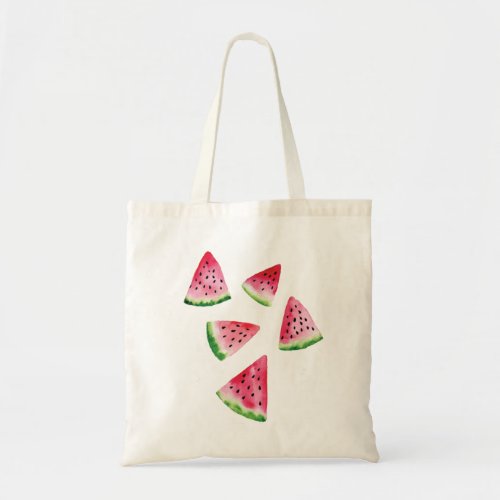 Summer watermelon fruit watercolor tote bag