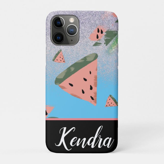 Summer Watermelon Illustration Pattern Sparkle Case-Mate iPhone Case (Back)