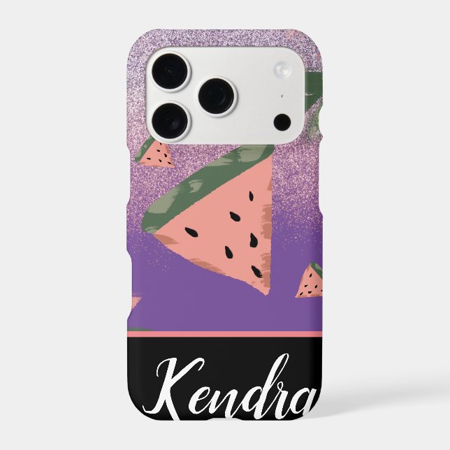 Summer Watermelon Illustration Pattern Sparkle Iphone Case (Back)