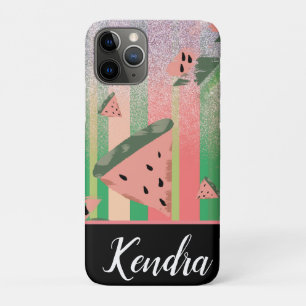 Summer Watermelon Illustration Stripes Sparkle iPhone 11 Pro Case