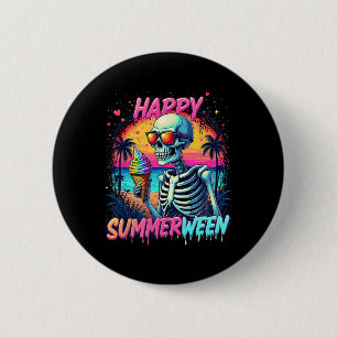 Summer Watermelon Jack-o-lantern Happy Summerween Button