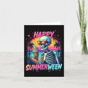 Summer Watermelon Jack-o-lantern Happy Summerween Card