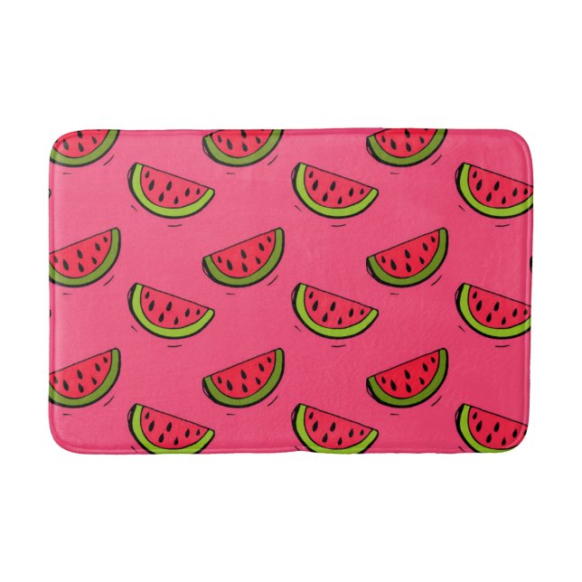 Summer Watermelon on Pink Pattern Bathroom Mat (Front)