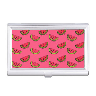 Summer Watermelon on Pink Pattern Case For Business Cards